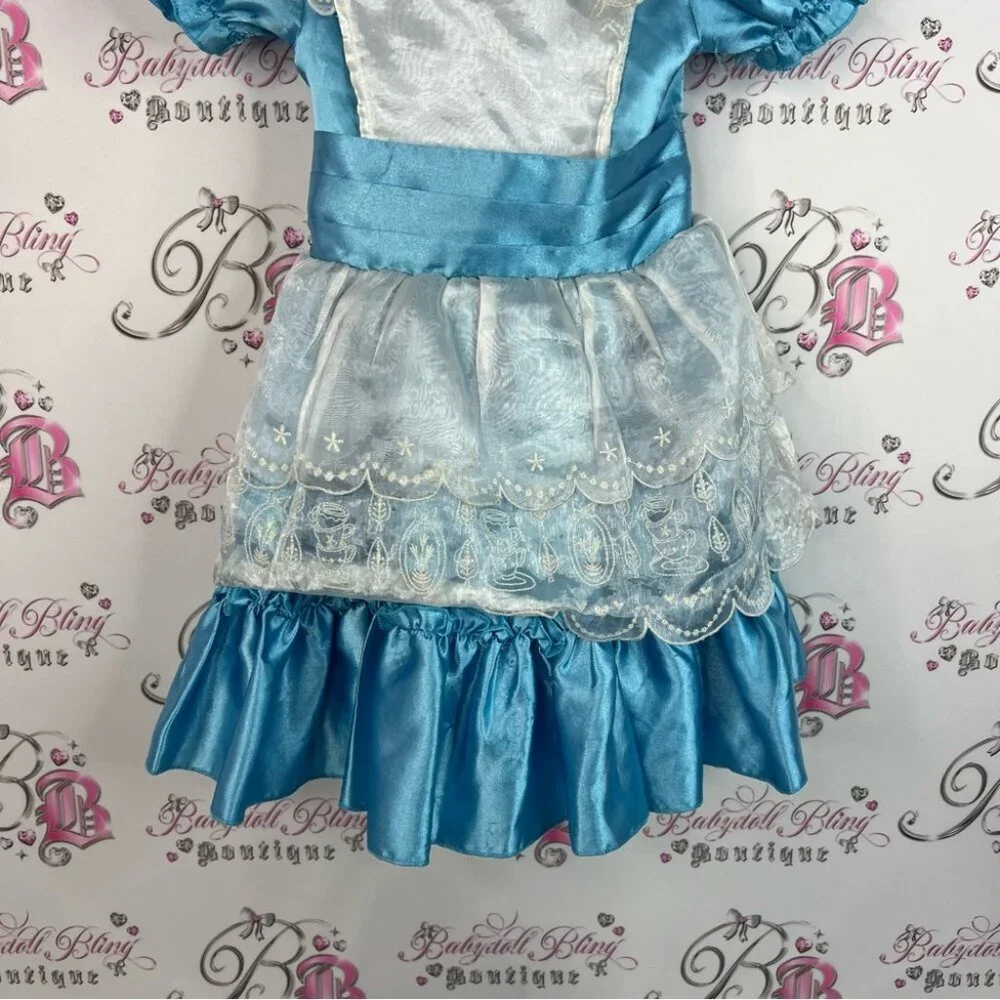 Disney Alice in wonderland costume dress teacups Blue and White Kids Costume - Picture 7 of 13